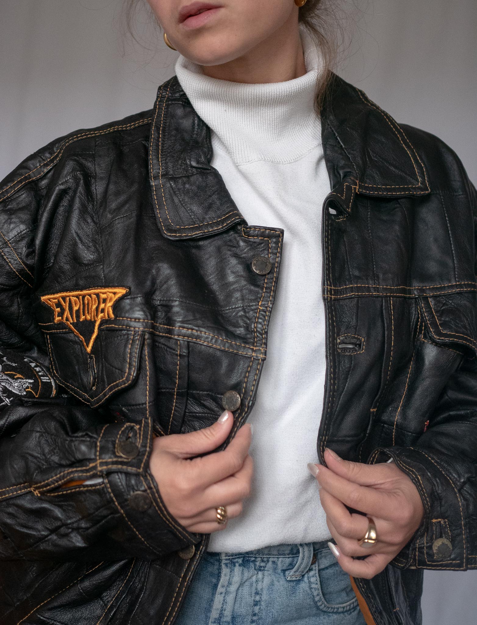 Diesel FOXI - Leather jacket - black - Zalando.co.uk