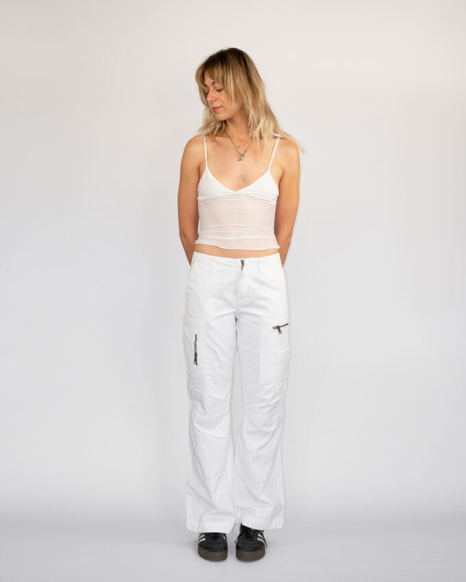 White Vintage Oxxy Straight Leg Pants -