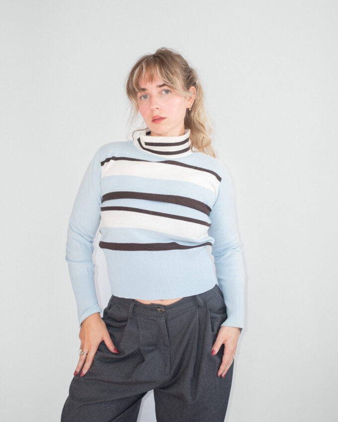 Striped Turtleneck Vintage Sweater - S