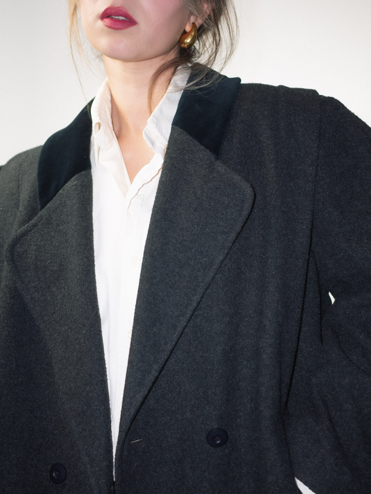 Wool Blend Vintage Blazer Jacket – Oversized Fit - M/L - Image 4