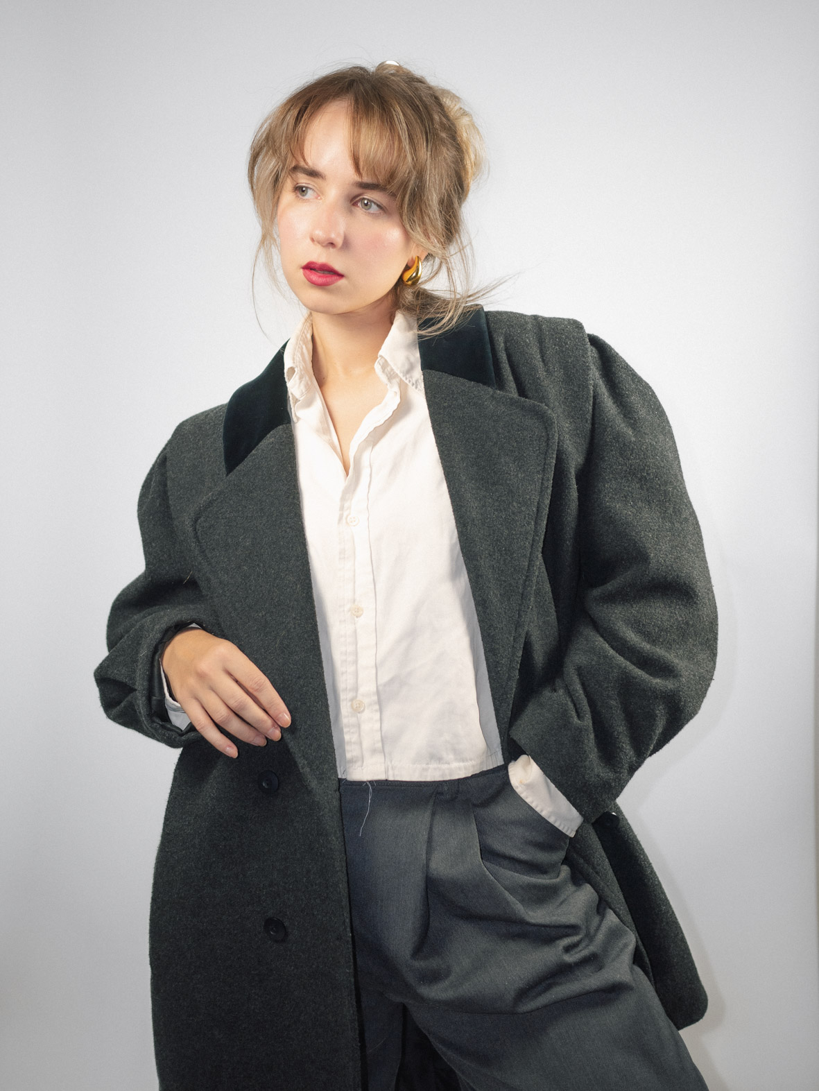Wool Blend Vintage Blazer Jacket – Oversized Fit - M/L - Image 3