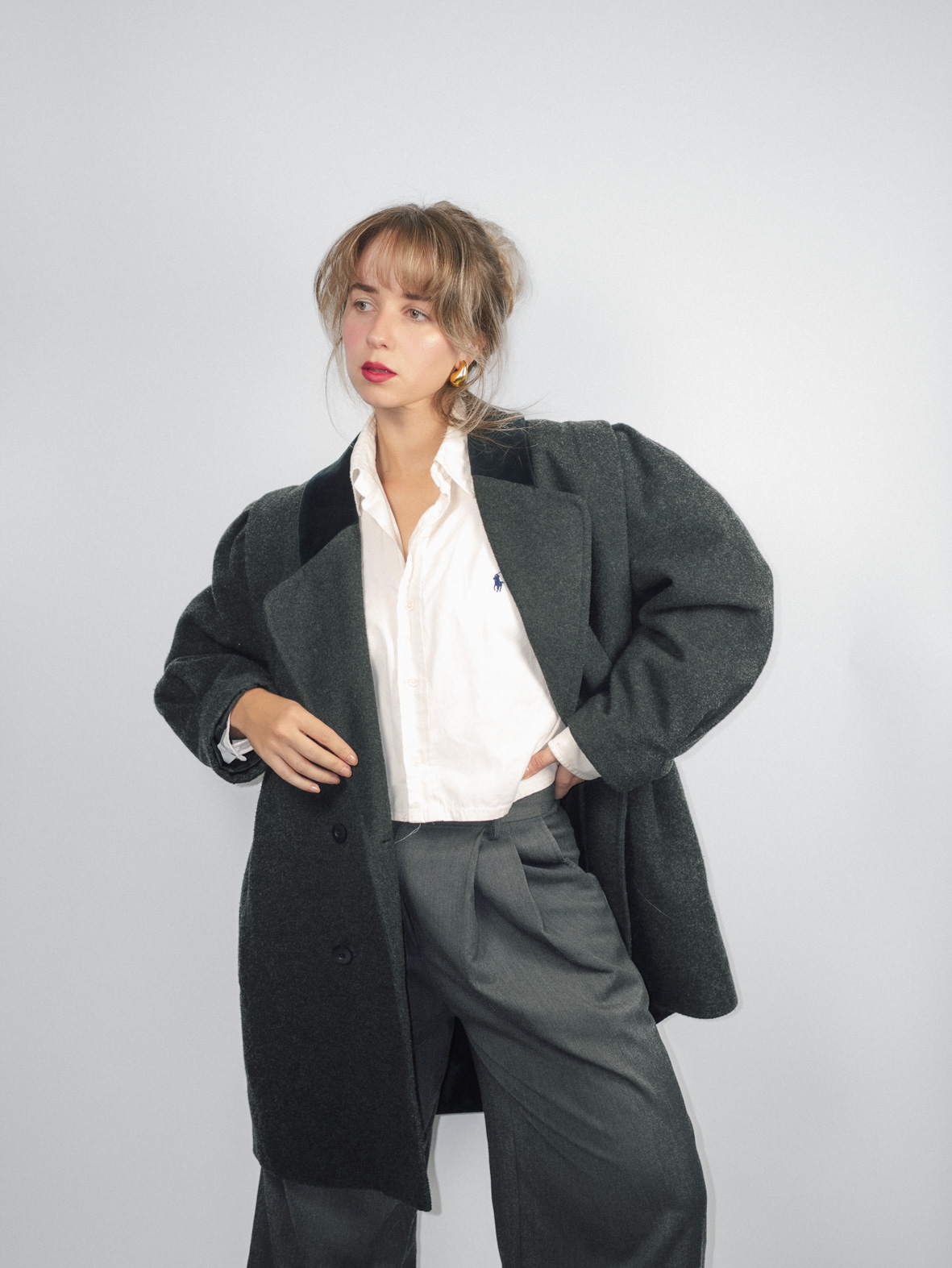 Wool Blend Vintage Blazer Jacket – Oversized Fit - M/L - Image 5