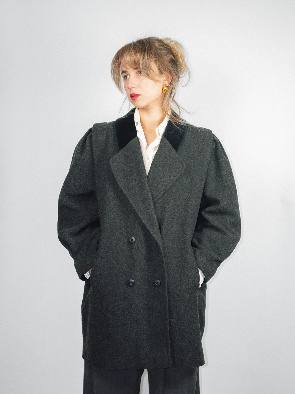 Wool Blend Vintage Blazer Jacket – Oversized Fit - M/L - Image 2