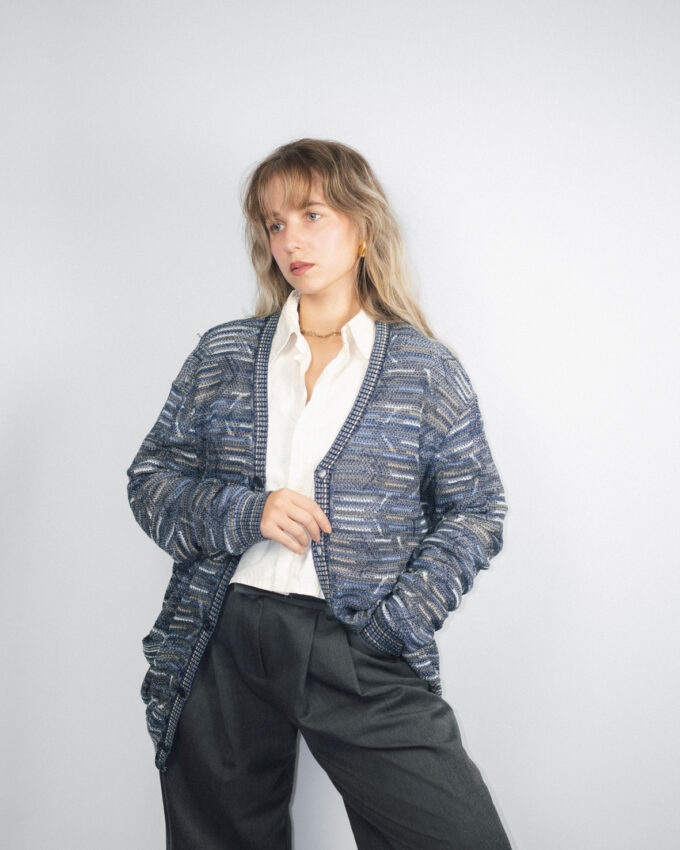 Blue Timeless Vintage Knit Cardigan – M