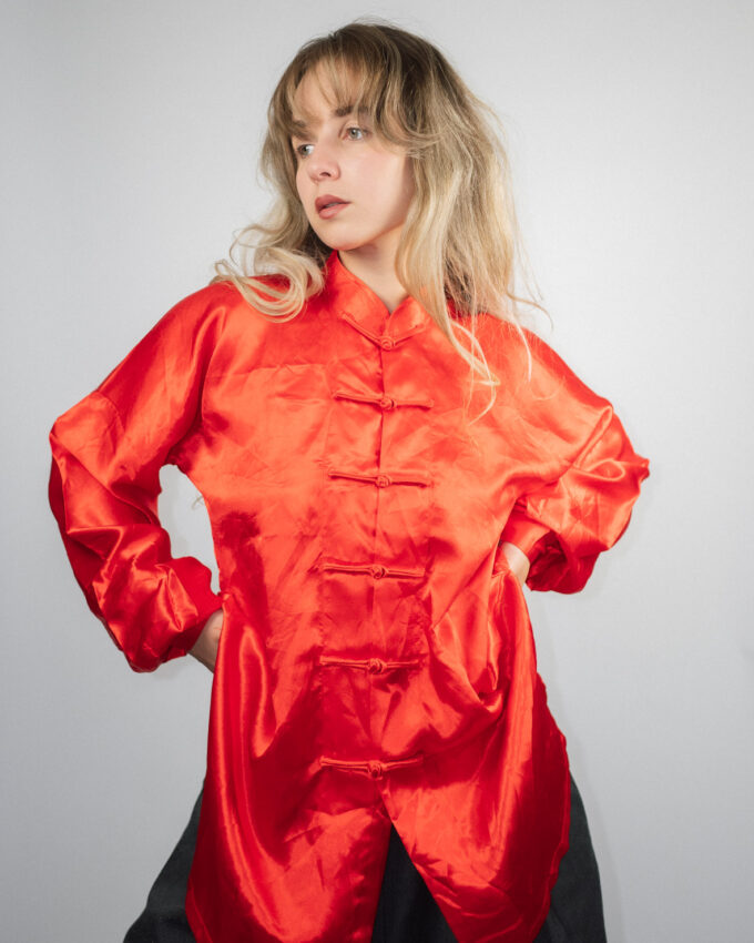 Chinese Vintage Silky Blouse – L