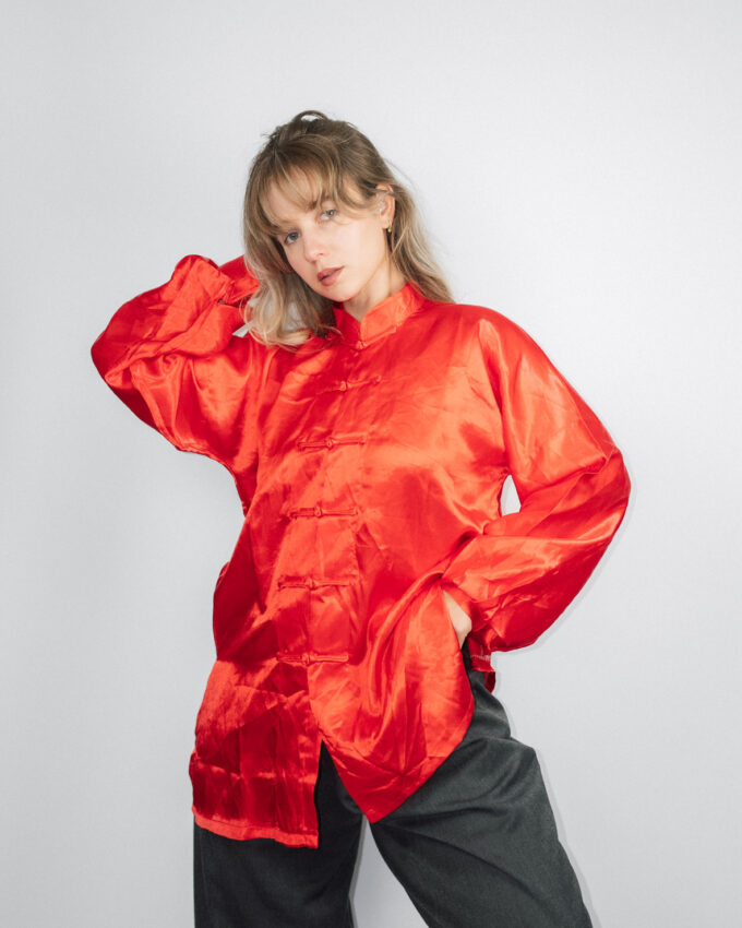 Chinese Vintage Silky Blouse – L