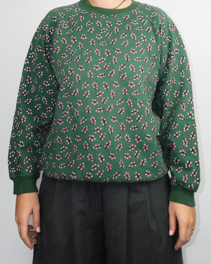 Cotton Blend Printed Crew Neck Sweatshirt – M