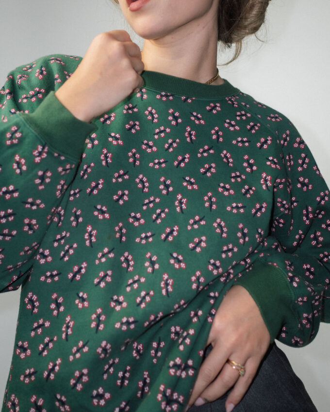 Cotton Blend Printed Crew Neck Sweatshirt – M