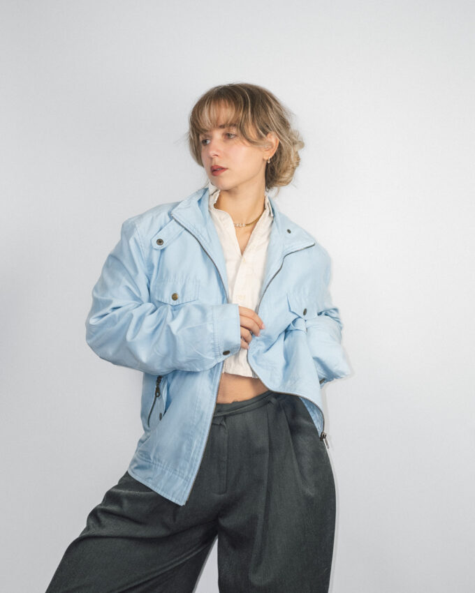 Light Vintage Jacket in Silky Fabric – L