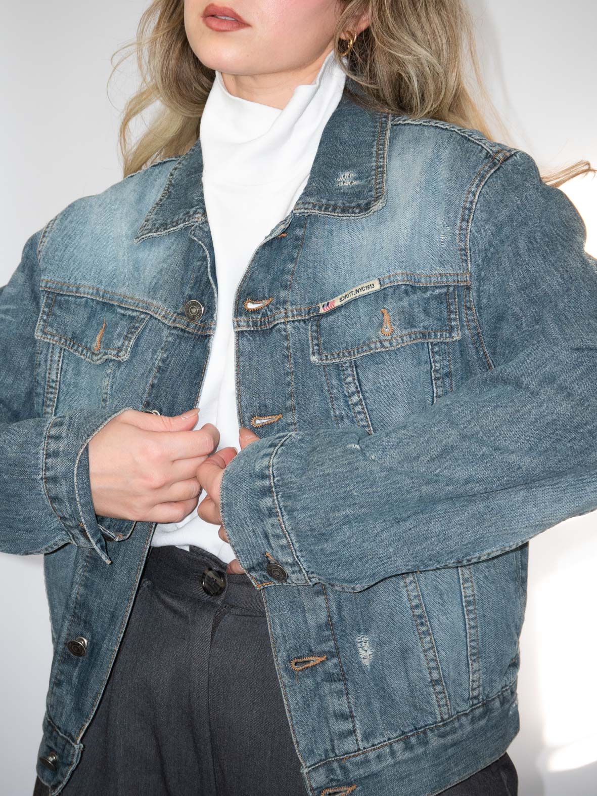 Branded Vintage Schott Denim Jacket - M - Image 2