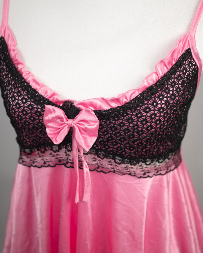 Pink Ribbon & Black Lace Cami Top – S/M