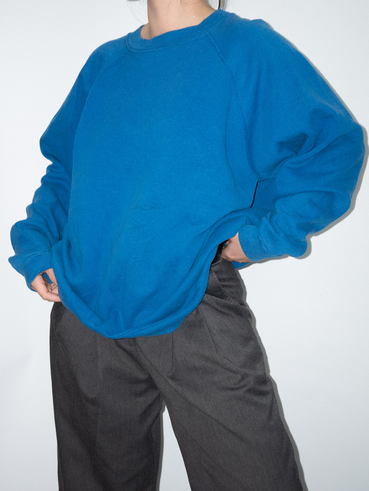 Royal Blue Vintage Cotton Sweatshirt - M - Image 4