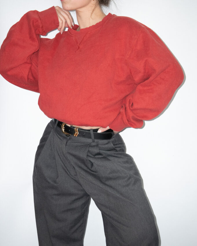 Dark Red Vintage Cotton Sweatshirt - L