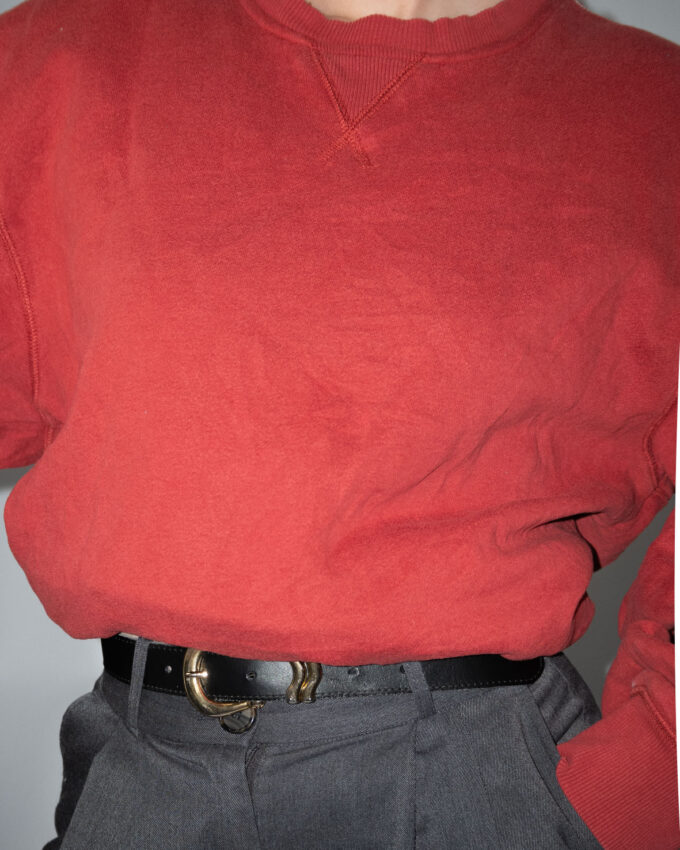 Dark Red Vintage Cotton Sweatshirt - L