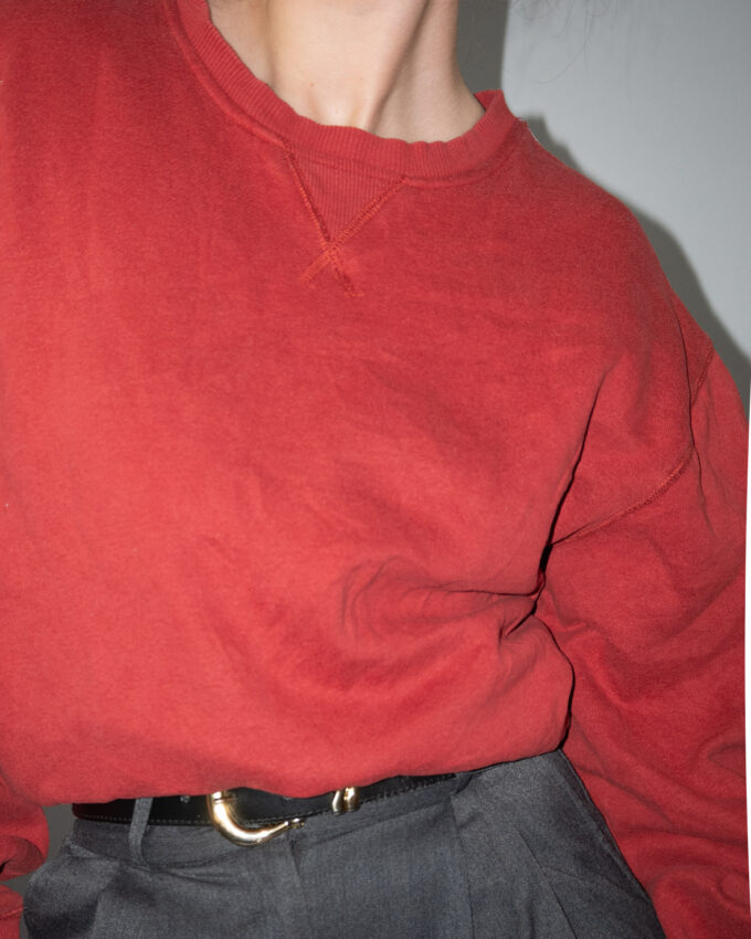 Dark Red Vintage Cotton Sweatshirt - L