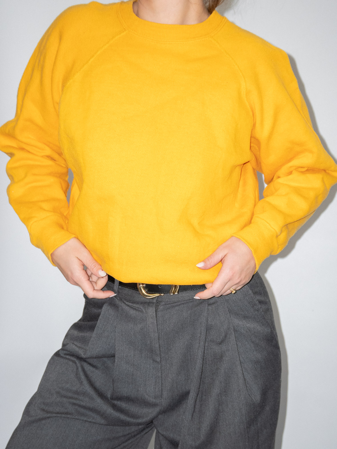 Yellow Plain Vintage Cotton Sweatshirt - XS/S - Image 2