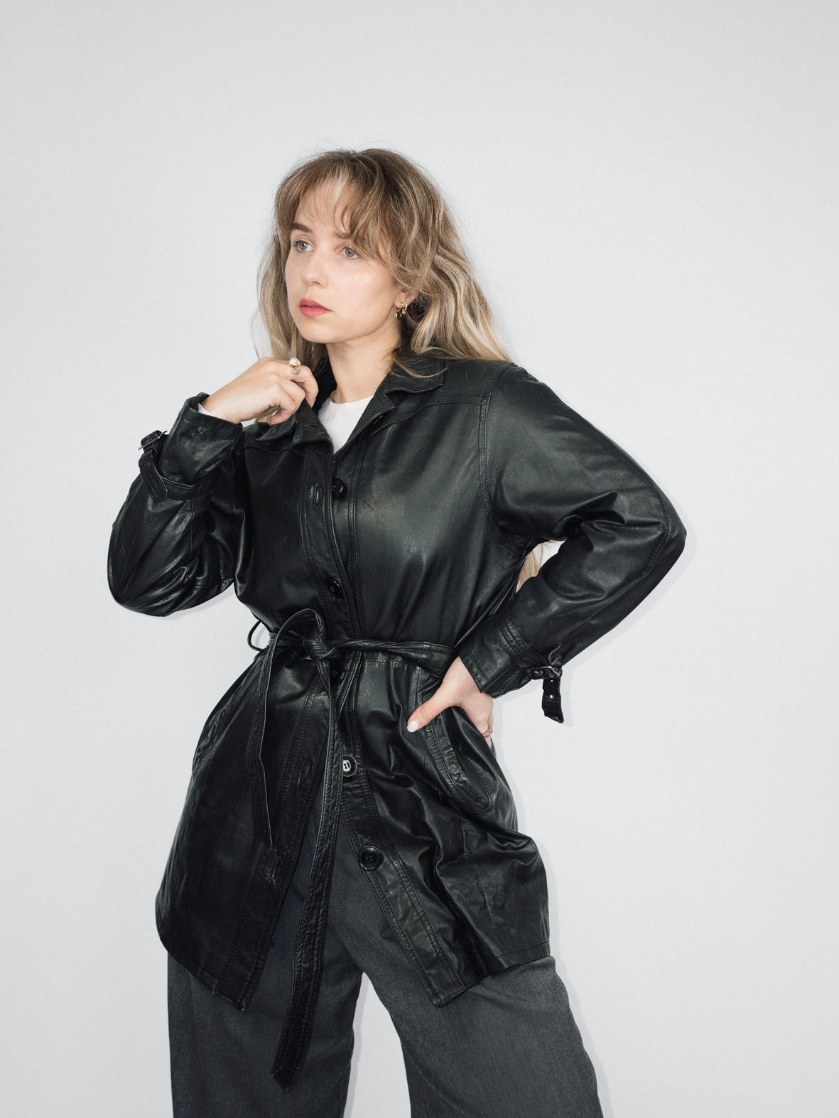 Vintage 100% True Leather Jacket – S/M - Image 8