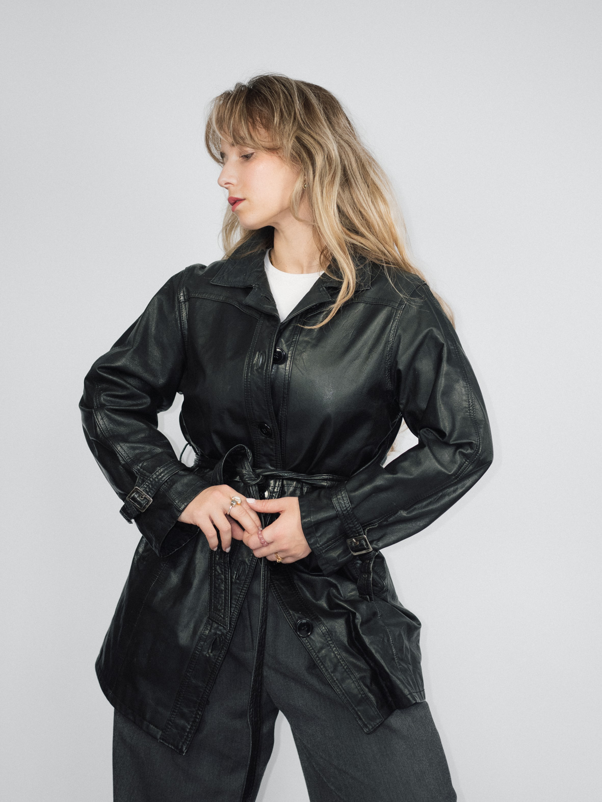 Vintage 100% True Leather Jacket – S/M - Image 4