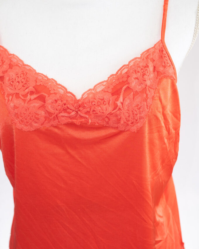 Vintage Satin & Lace Camisole (Coral Red) -M/L