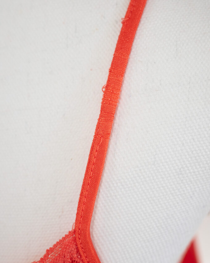 Vintage Satin & Lace Camisole (Coral Red) -M/L