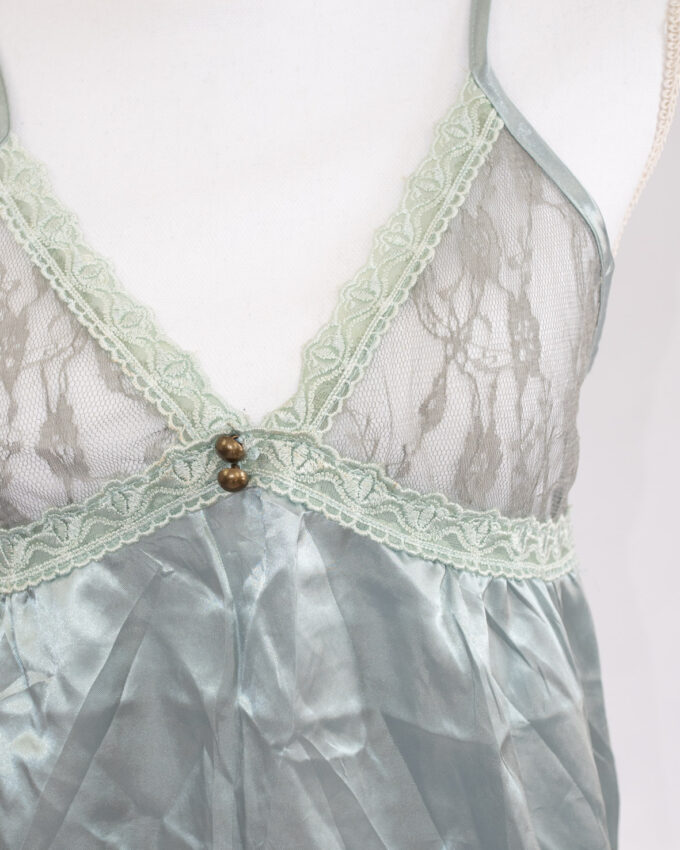 Vintage Satin & Lace Camisole (Sage Green) - S/M