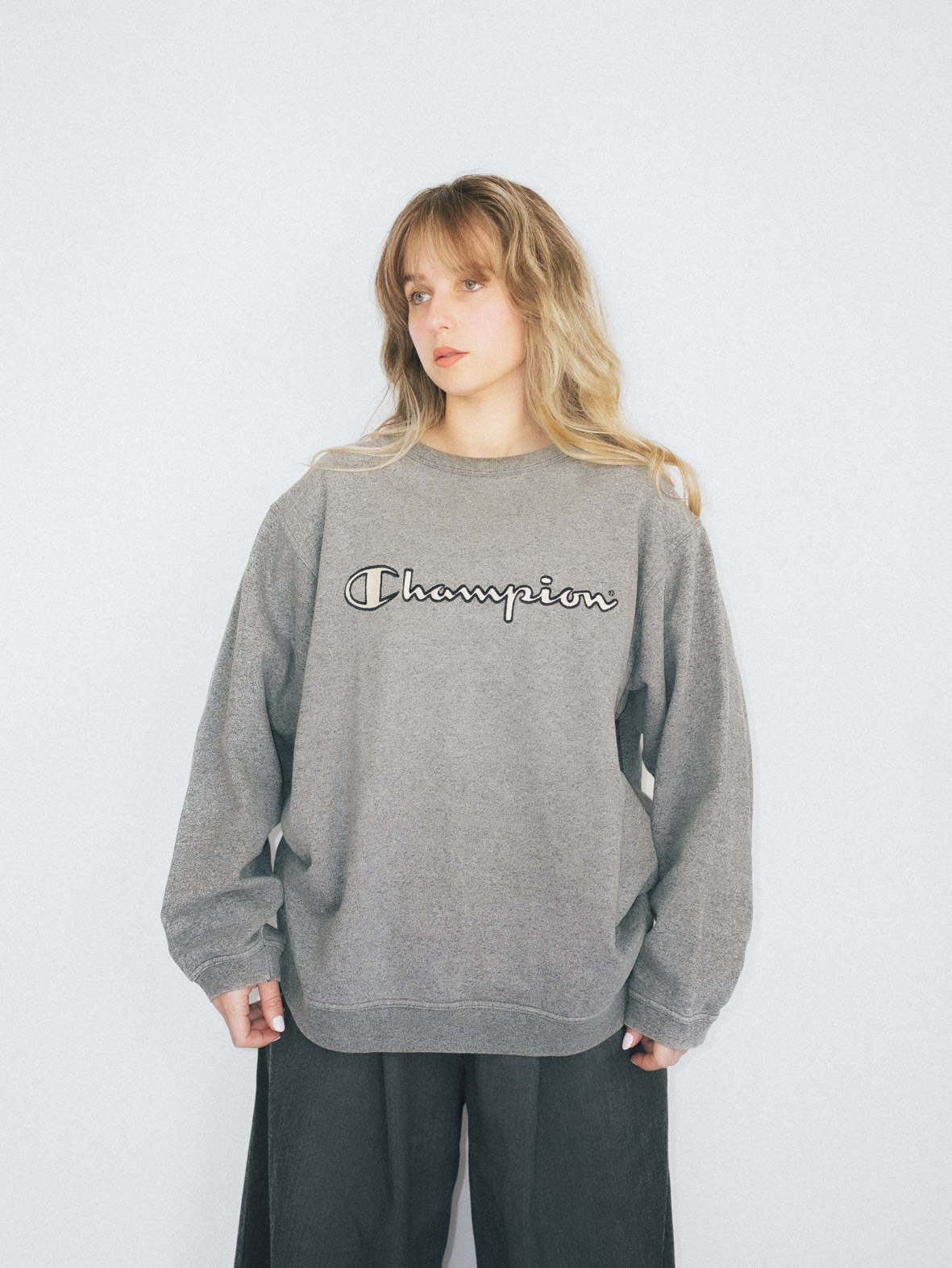 Vintage Champion Sweatshirt (Grey) - L - Image 2