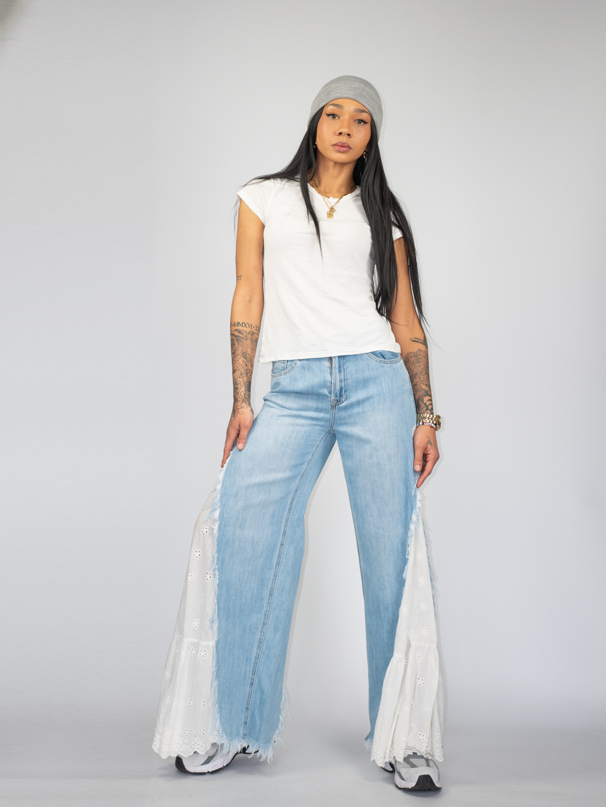 Angelcore Vintage Denim with Lace Inserts - S/M