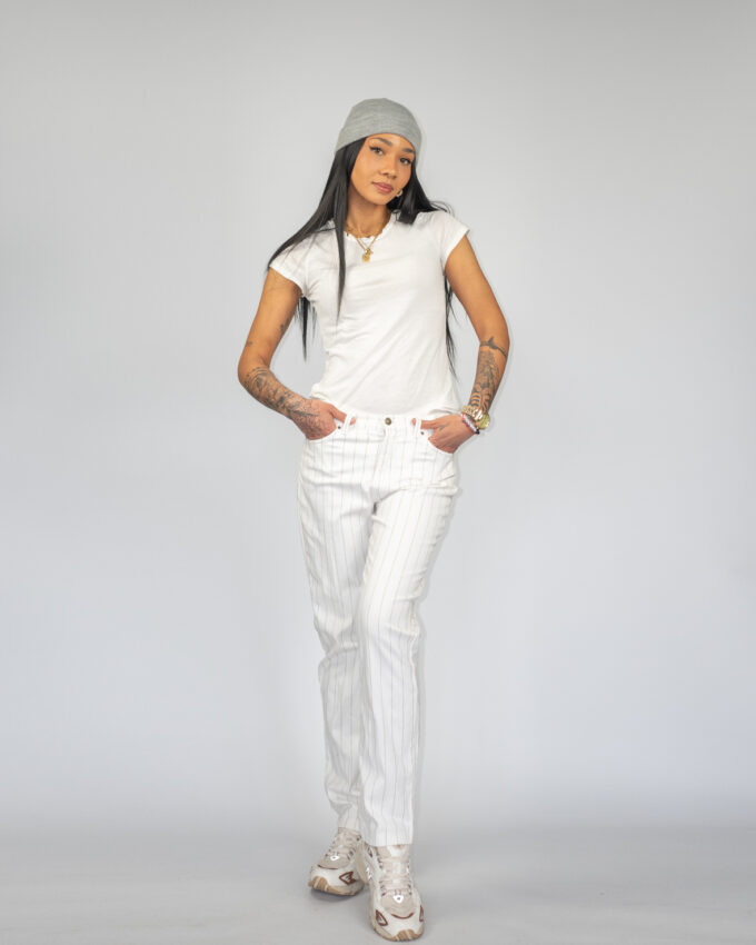 Made in Italy White Pinstripe Vintage Versace Jeans - 32/45