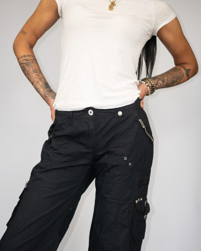 Black Utility Cargo Vintage Pants - M