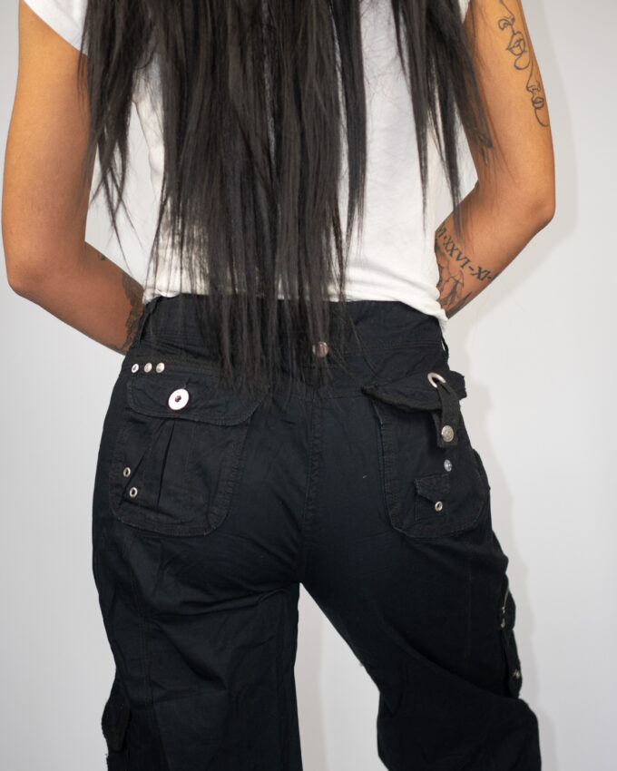 Black Utility Cargo Vintage Pants - M