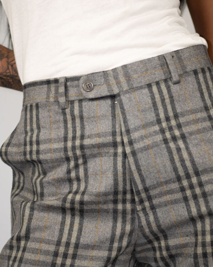 Grey Plaid Tailored Vintage Trousers - M