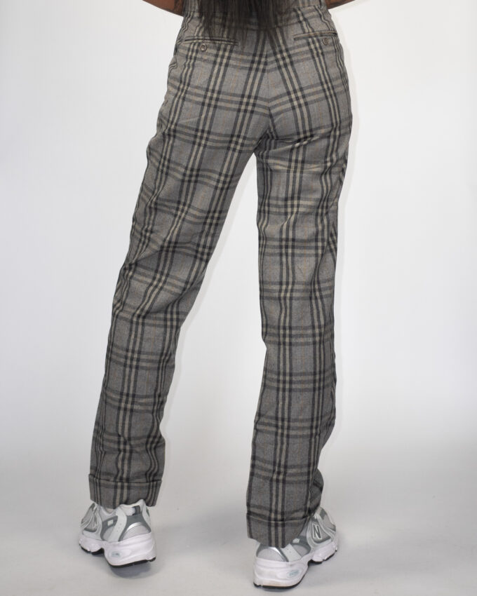 Grey Plaid Tailored Vintage Trousers - M