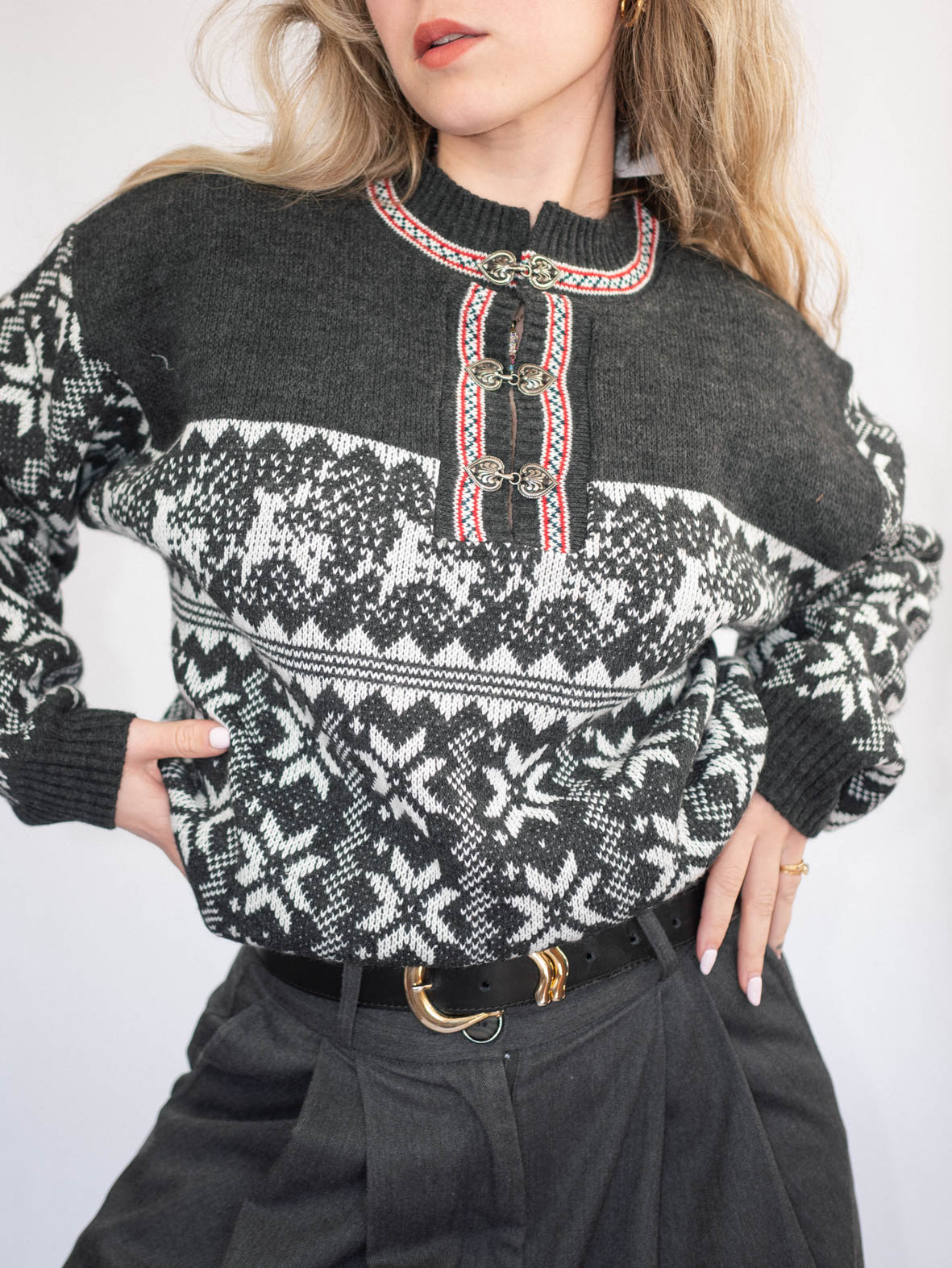Rare Nordic Vintage Knit Sweater - M - Image 2