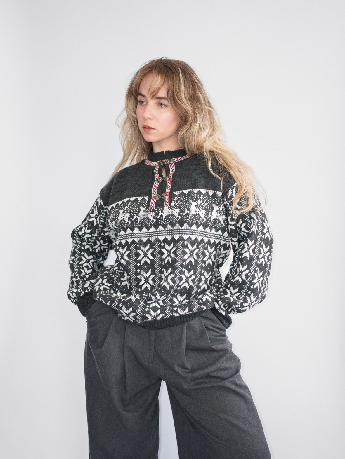 Rare Nordic Vintage Knit Sweater - M - Image 4