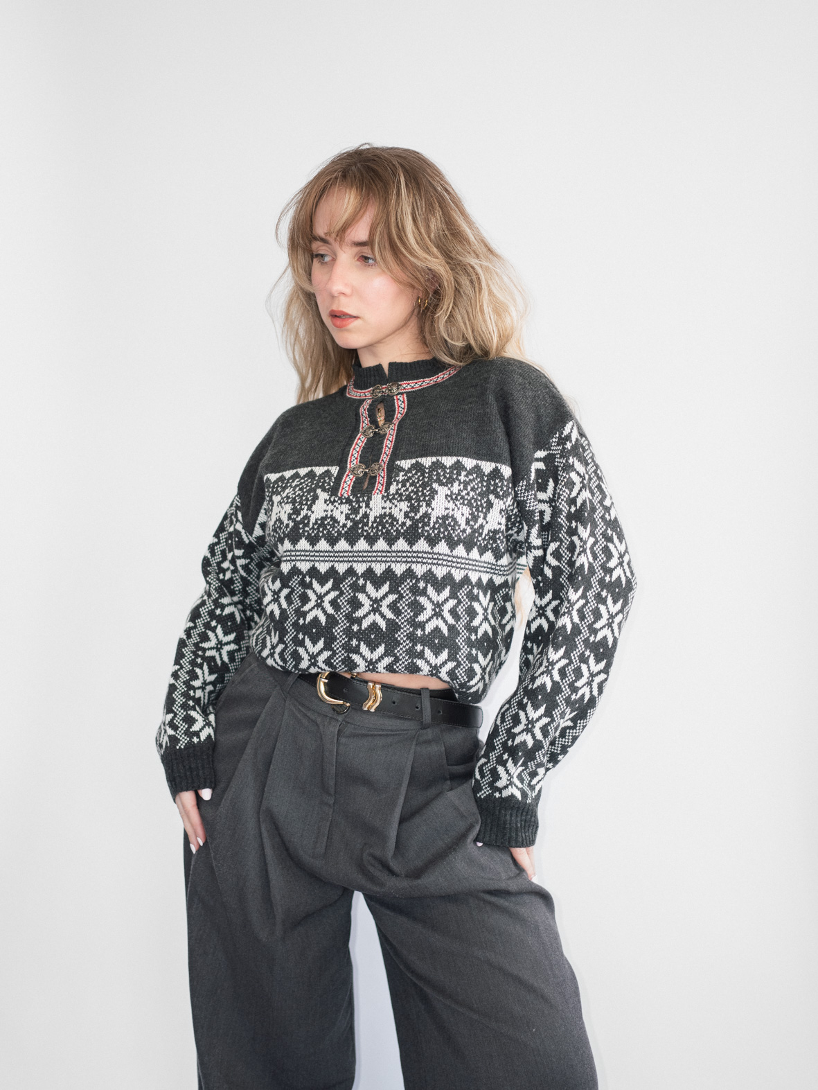 Rare Nordic Vintage Knit Sweater - M - Image 7