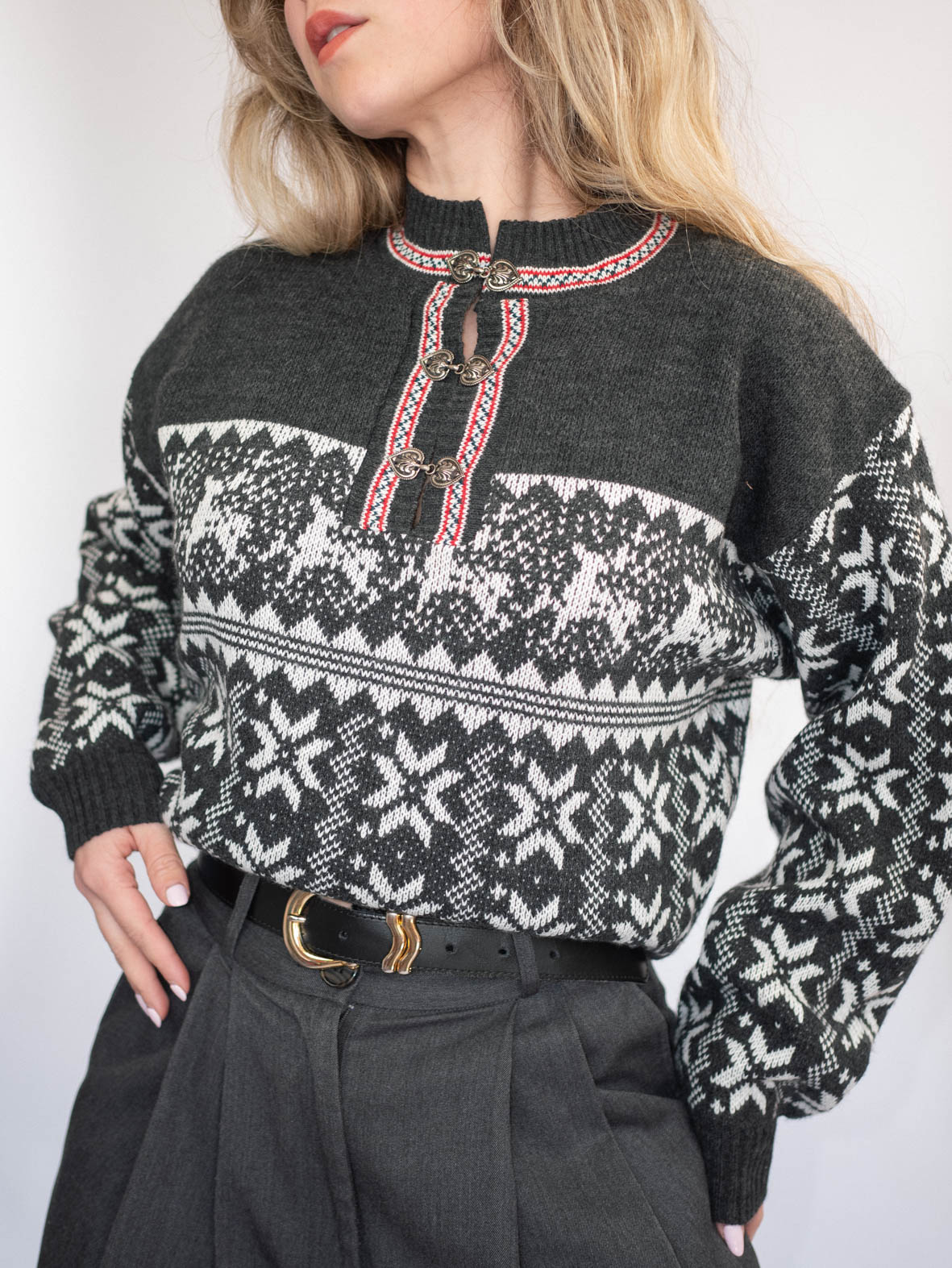 Rare Nordic Vintage Knit Sweater - M - Image 5