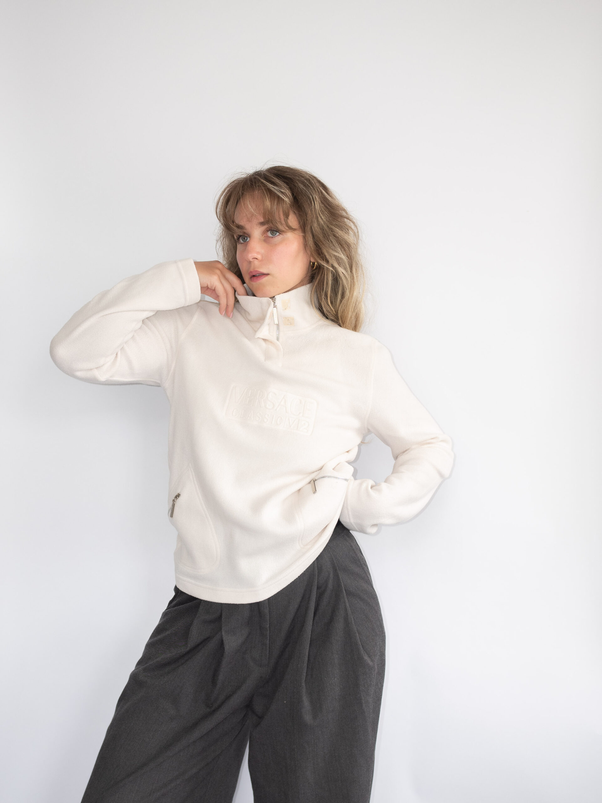 Designer Versace Vintage Fleece Henley - S