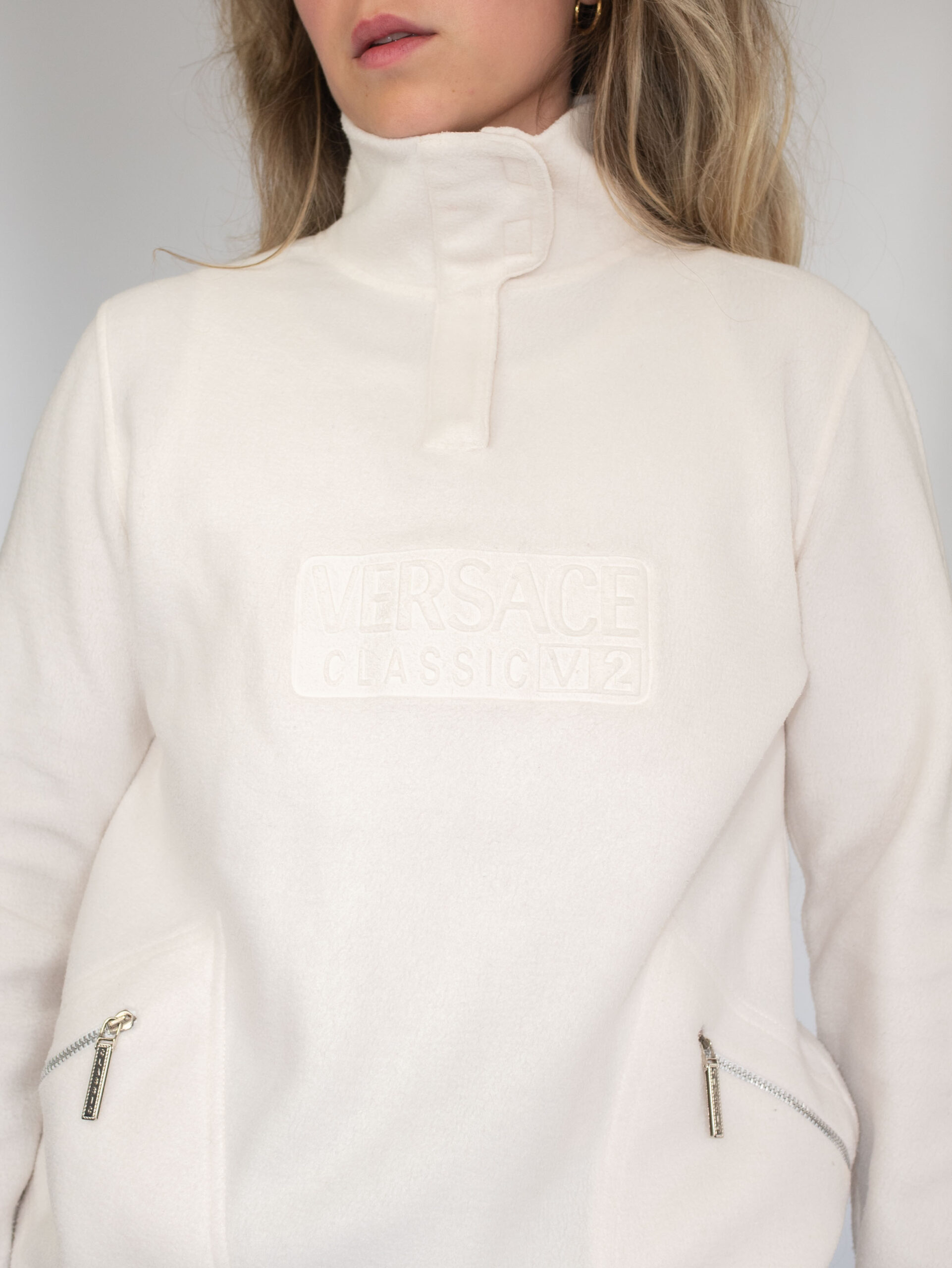 Designer Versace Vintage Fleece Henley - S - Image 3