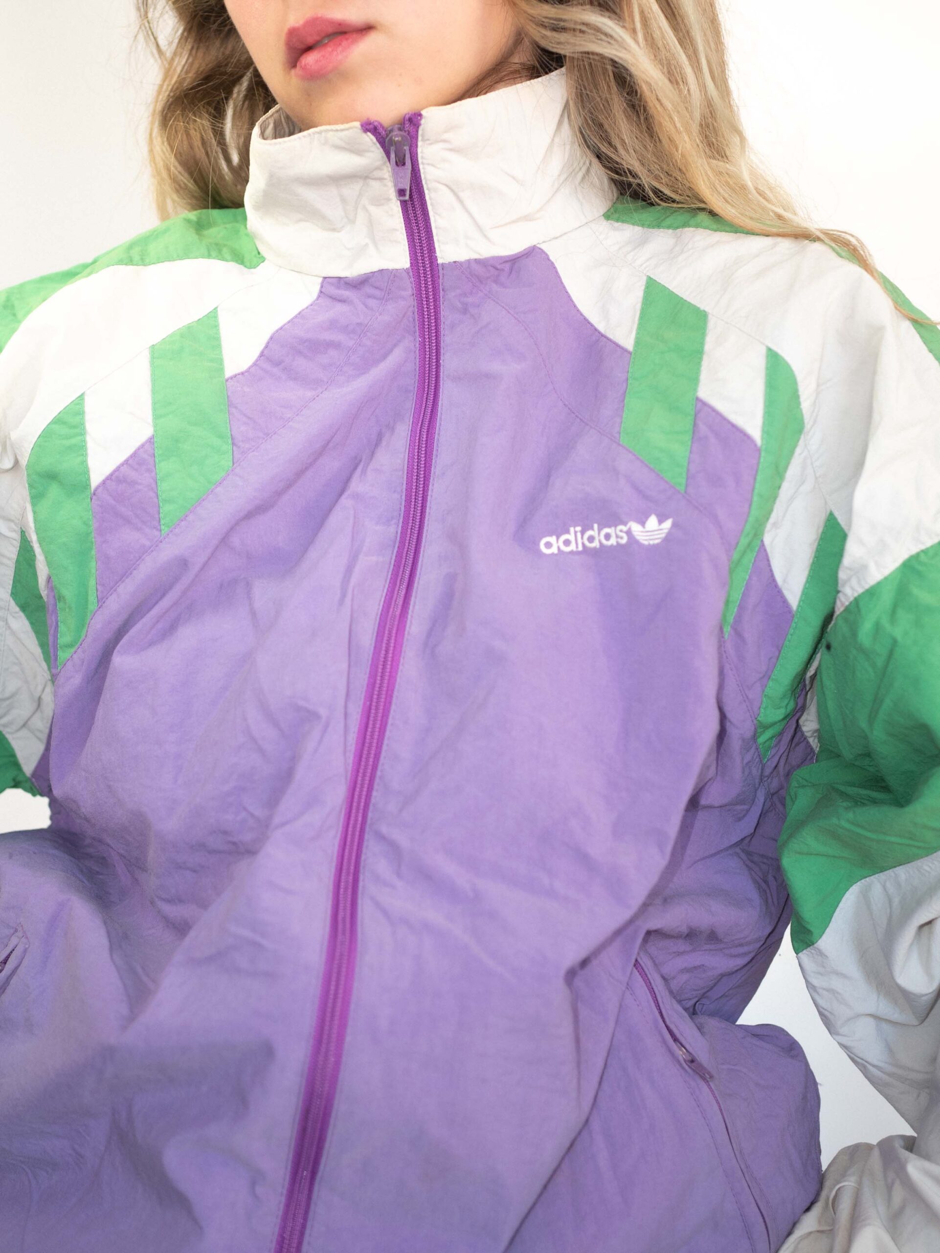 Lilac Flash – Vintage Adidas Windbreaker - L - Image 2