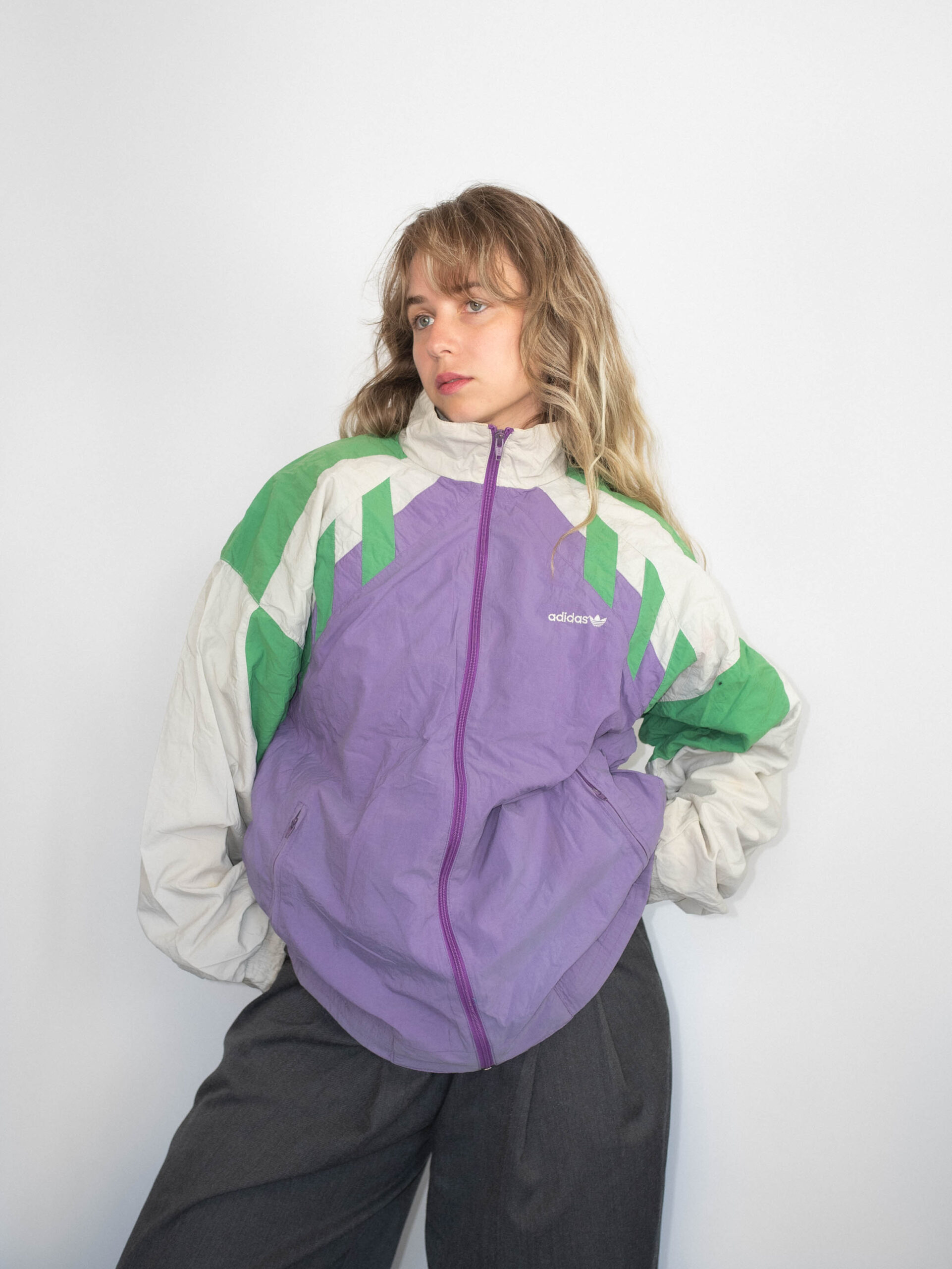 Lilac Flash – Vintage Adidas Windbreaker - L - Image 3