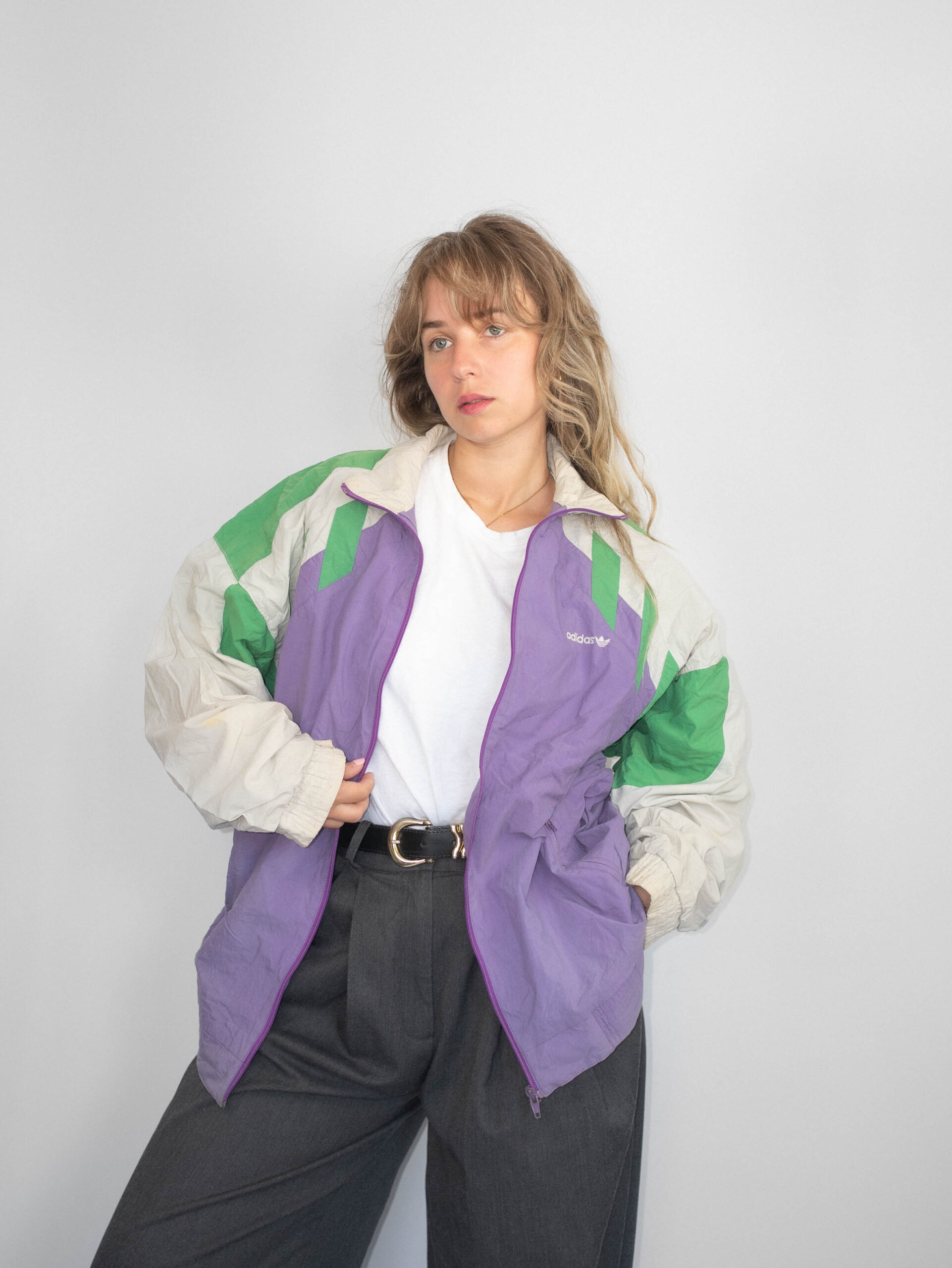 Lilac Flash – Vintage Adidas Windbreaker - L - Image 6