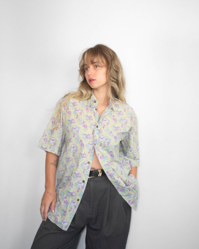 Lavender Breeze β Vintage Summer Cotton Shirt - M
