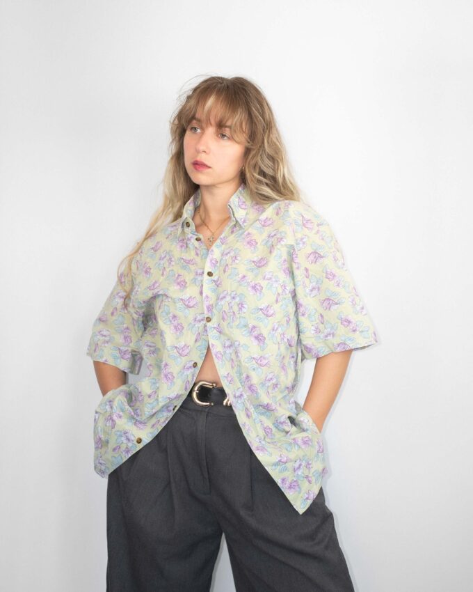 Lavender Breeze β Vintage Summer Cotton Shirt - M