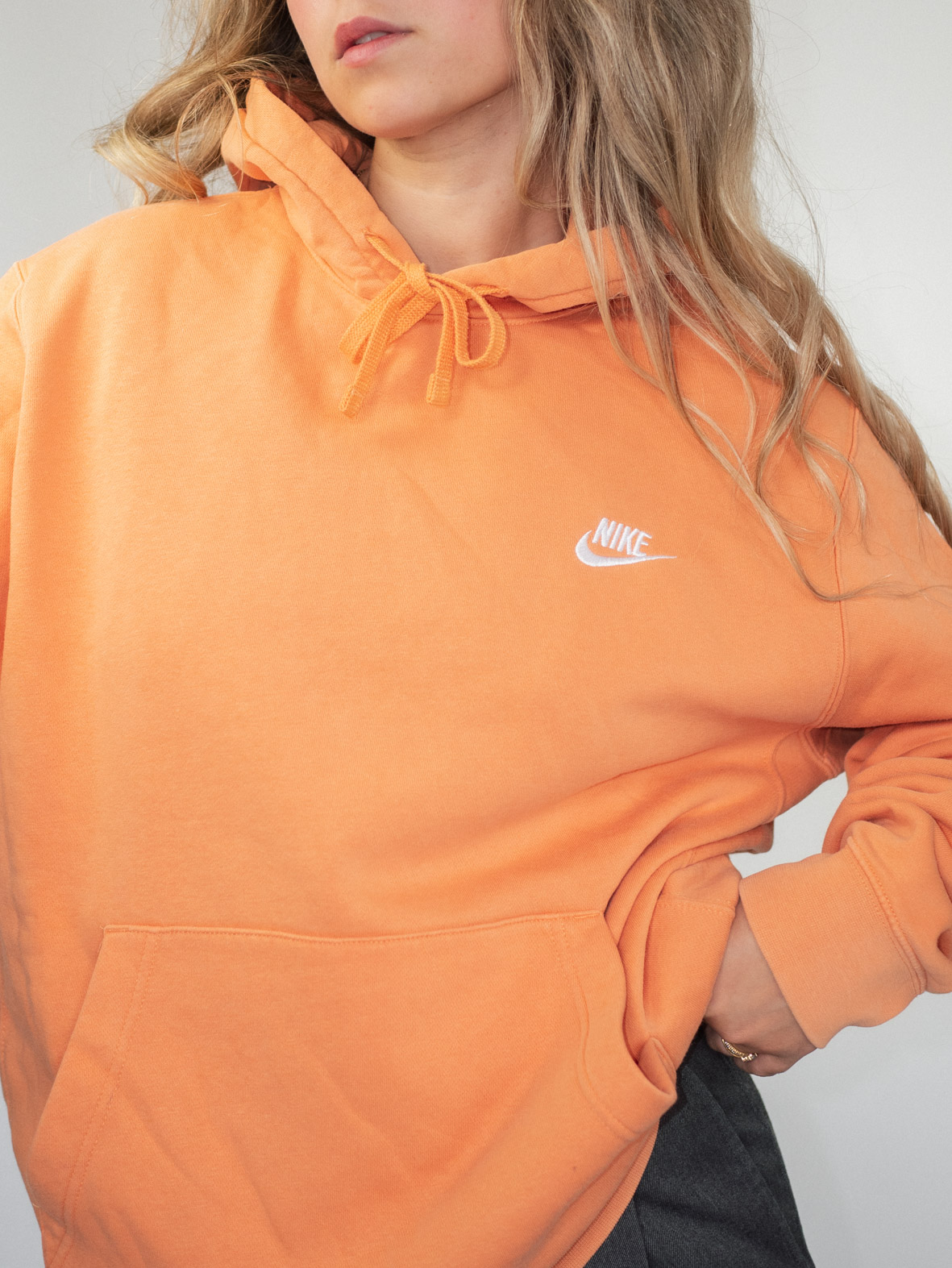 Vintage Nike Hoodie – Soft Orange Street Essential - M - Image 2