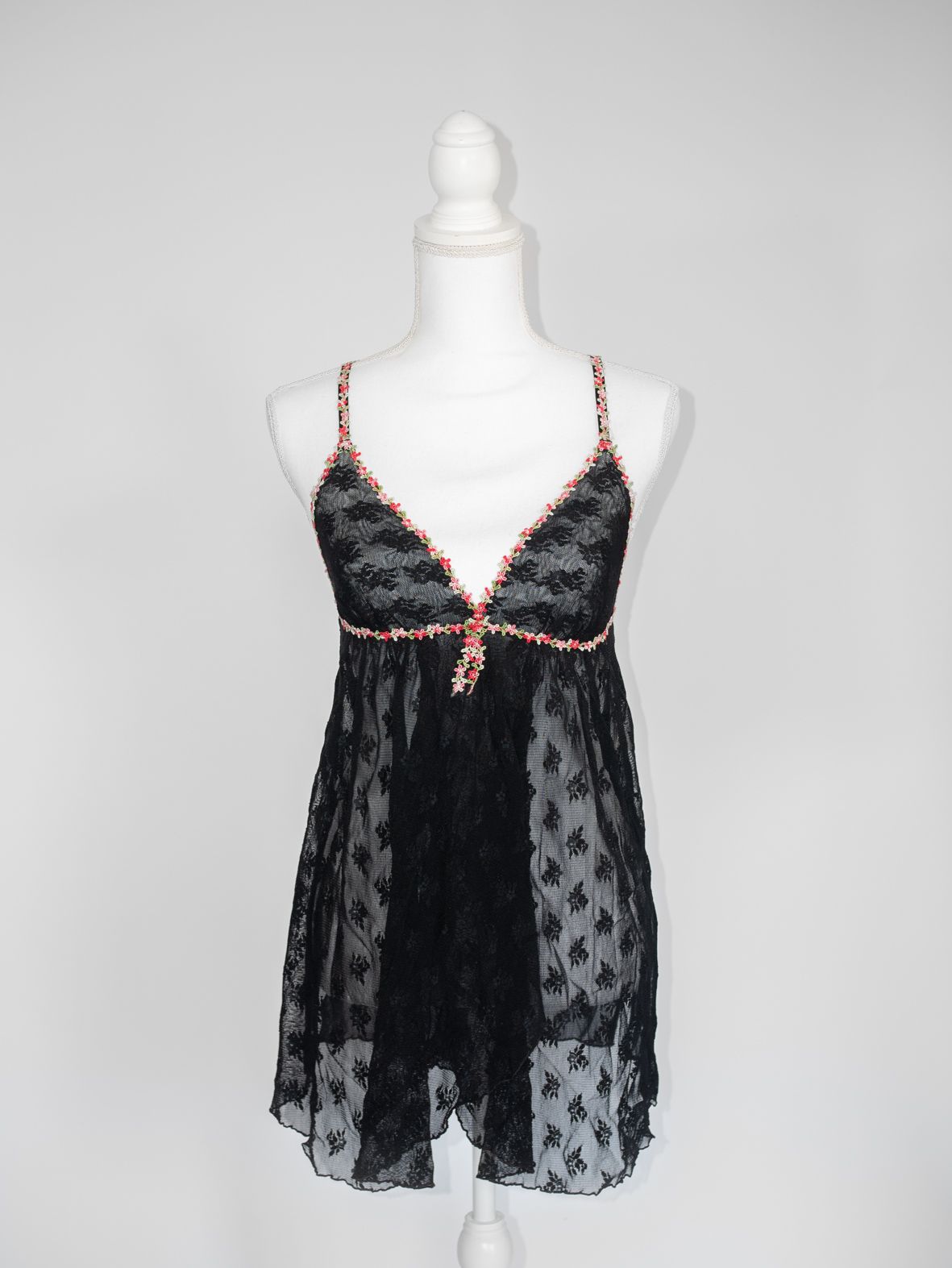 Flora Noir Dress-Top – Vintage Fairycore Lace - M