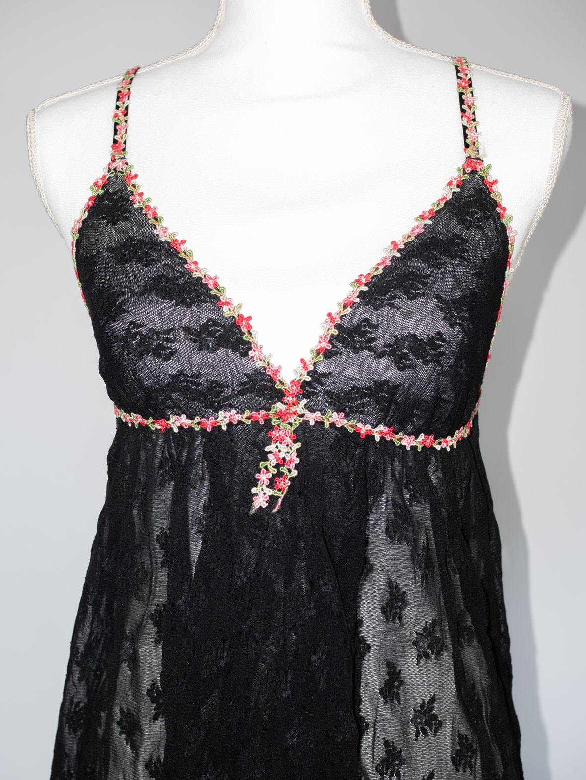 Flora Noir Dress-Top – Vintage Fairycore Lace - M - Image 2