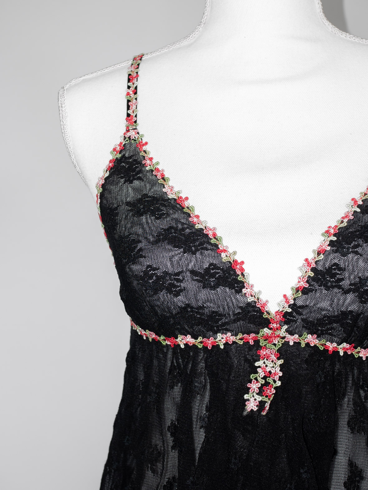 Flora Noir Dress-Top – Vintage Fairycore Lace - M - Image 5