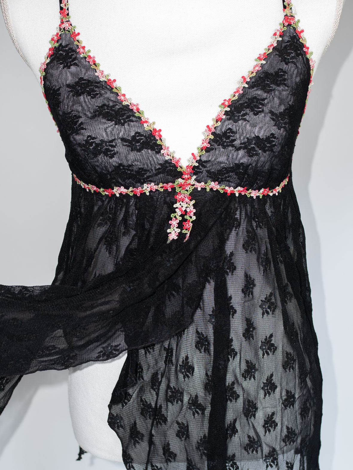 Flora Noir Dress-Top – Vintage Fairycore Lace - M - Image 3