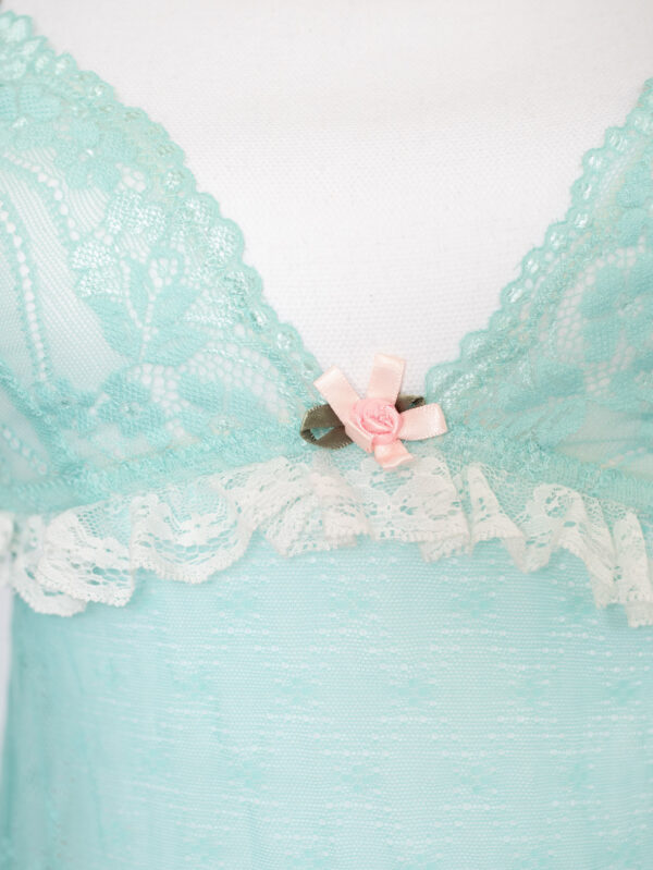 Mint Garden Slip – Vintage Mesh Mini Dress -S - Image 5