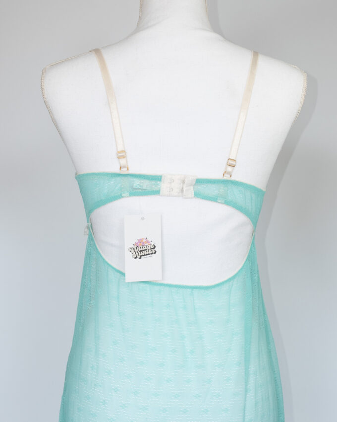 Mint Garden Slip – Vintage Mesh Mini Dress -S